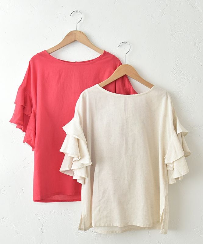  HUMS｜リネン混袖ティアードプルオーバー [[RNK-2565]][C]