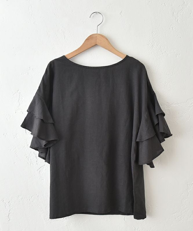  HUMS｜リネン混袖ティアードプルオーバー [[RNK-2565]][C]