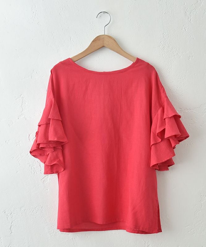  HUMS｜リネン混袖ティアードプルオーバー [[RNK-2565]][C]