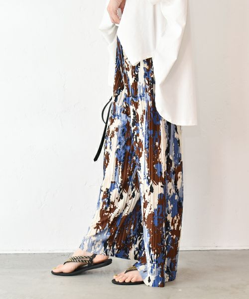 HUMS｜カラーペイント柄プリーツパンツ [[RNK-25610]][C]