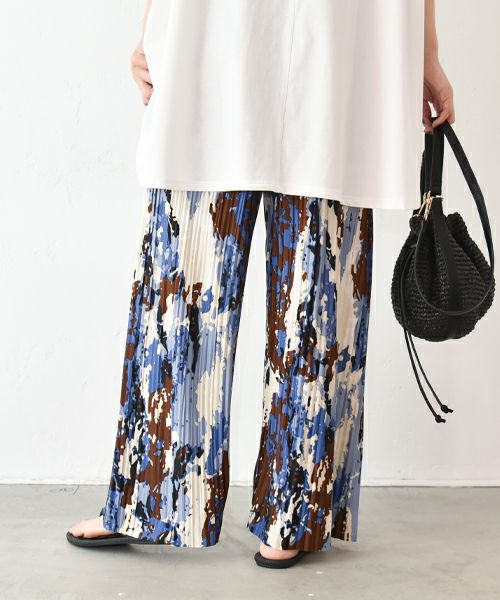 HUMS｜カラーペイント柄プリーツパンツ [[RNK-25610]][C]
