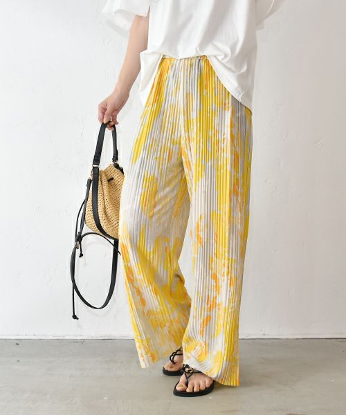 HUMS｜カラーペイント柄プリーツパンツ [[RNK-25610]][C]