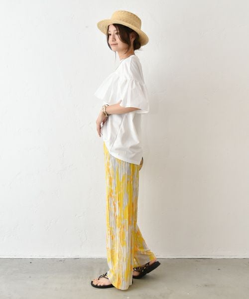 HUMS｜カラーペイント柄プリーツパンツ [[RNK-25610]][C]