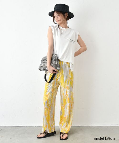 HUMS｜カラーペイント柄プリーツパンツ [[RNK-25610]][C]