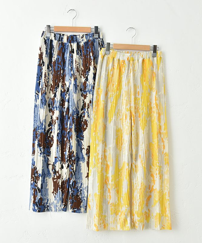 HUMS｜カラーペイント柄プリーツパンツ [[RNK-25610]][C]