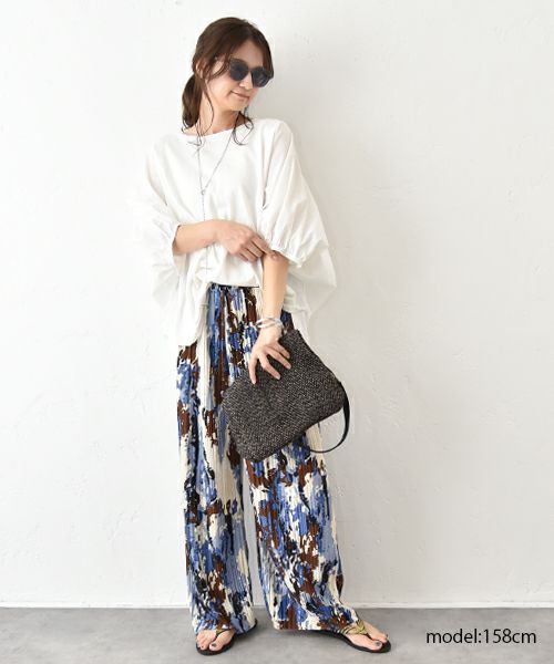 HUMS｜カラーペイント柄プリーツパンツ [[RNK-25610]][C]