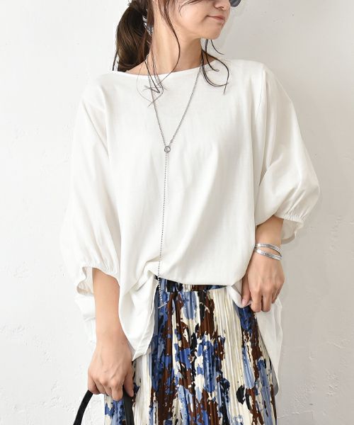 HUMS｜袖布帛ドルマンカットソー [[50098152]][C]