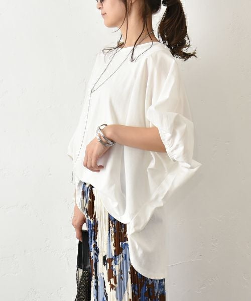 HUMS｜袖布帛ドルマンカットソー [[50098152]][C]