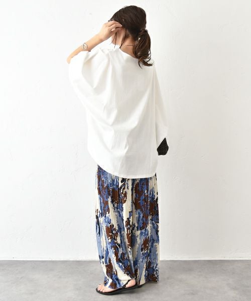 HUMS｜袖布帛ドルマンカットソー [[50098152]][C]