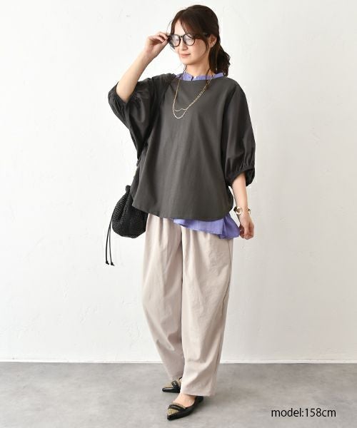 HUMS｜袖布帛ドルマンカットソー [[50098152]][C]