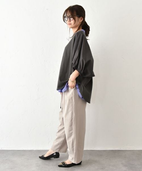 HUMS｜袖布帛ドルマンカットソー [[50098152]][C]