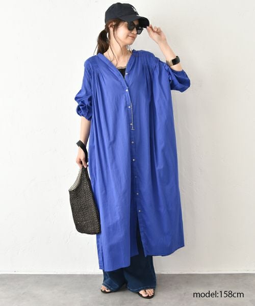 HUMS｜タックギャザーシャツワンピース [[WOA2583]][C]