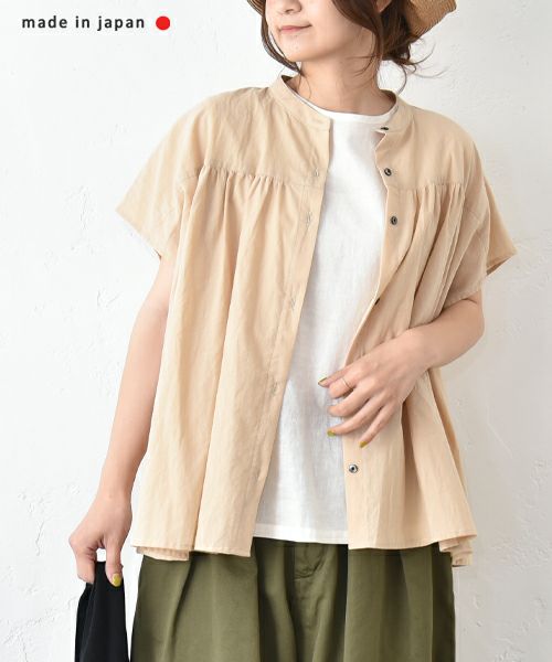 No18｜バンドカラーギャザーブラウス [[10523]][C]