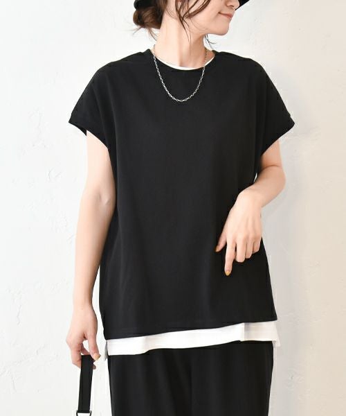 Our.｜フレンチ袖リブ付きカットソー [[C-9036]][C]