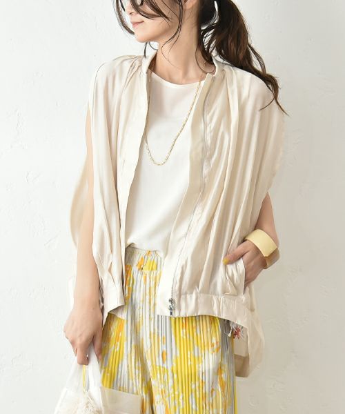 HUMS｜フレンチスリーブジップアップベスト [[HUM-061]][C]