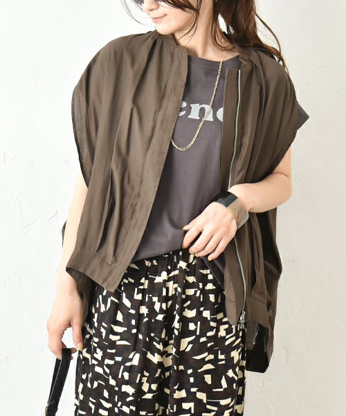 HUMS｜フレンチスリーブジップアップベスト [[HUM-061]][C]