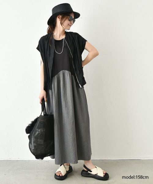 HUMS｜フレンチスリーブジップアップベスト [[HUM-061]][C]