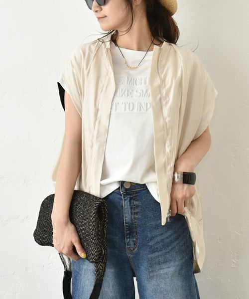 HUMS｜フレンチスリーブジップアップベスト [[HUM-061]][C]