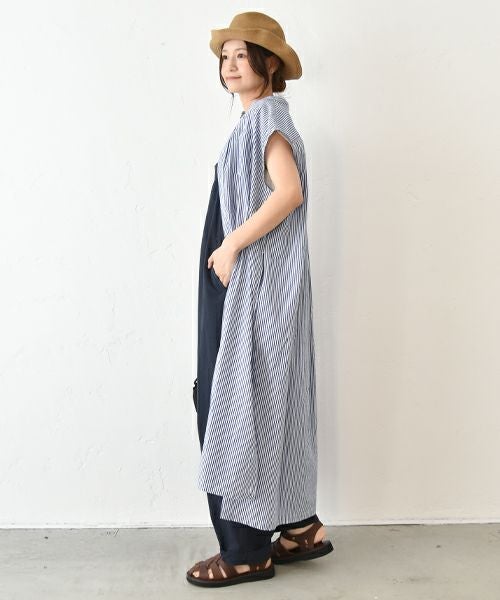 Our.｜ノースリーブ　ストライプワンピース [[131313H]][C]