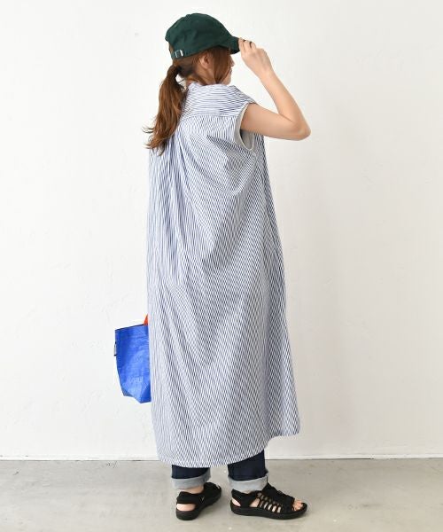 Our.｜ノースリーブ　ストライプワンピース [[131313H]][C]