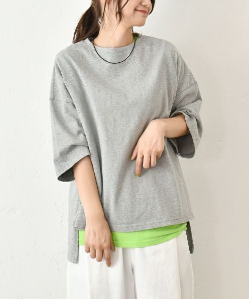 Our.｜サンドスリット入り　6分袖カットソー [[131315H]][C]