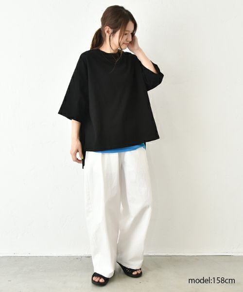 Our.｜サンドスリット入り　6分袖カットソー [[131315H]][C]