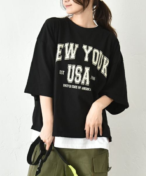 IN THE MARKET｜5分袖ロゴプリントTシャツ [[C-2404]][C]