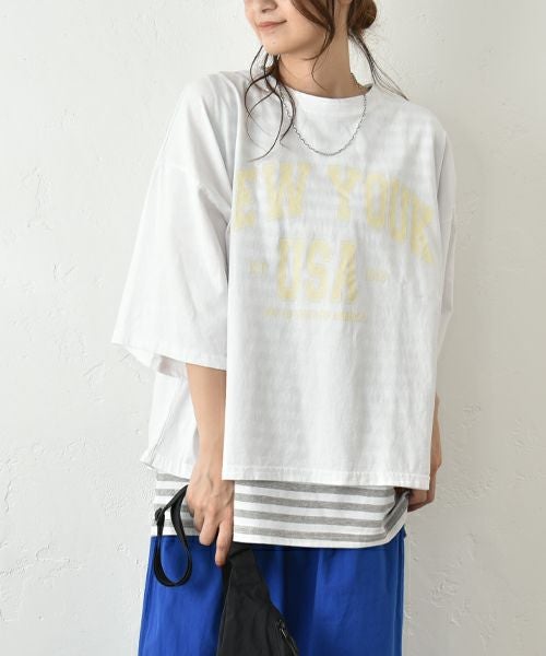 IN THE MARKET｜5分袖ロゴプリントTシャツ [[C-2404]][C]