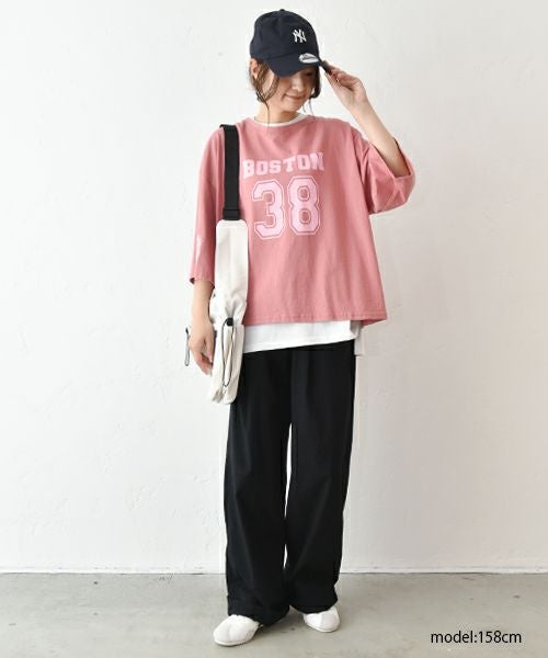 IN THE MARKET｜5分袖ロゴプリントTシャツ [[C-2403]][C]