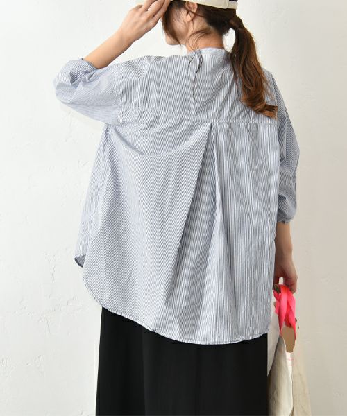 her.｜綿麻タイプライターバンドカラーシャツ [[CE3SH250404F]][C]