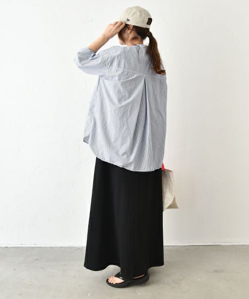 her.｜綿麻タイプライターバンドカラーシャツ [[CE3SH250404F]][C]