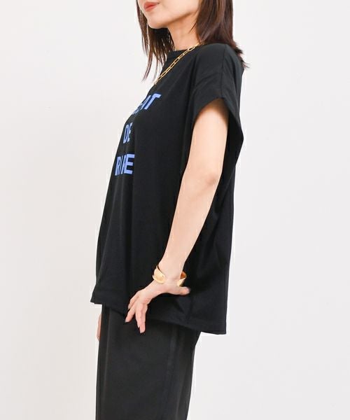 siro de labonte｜【洗える】【日本製】message tuck sleeve Tshirt