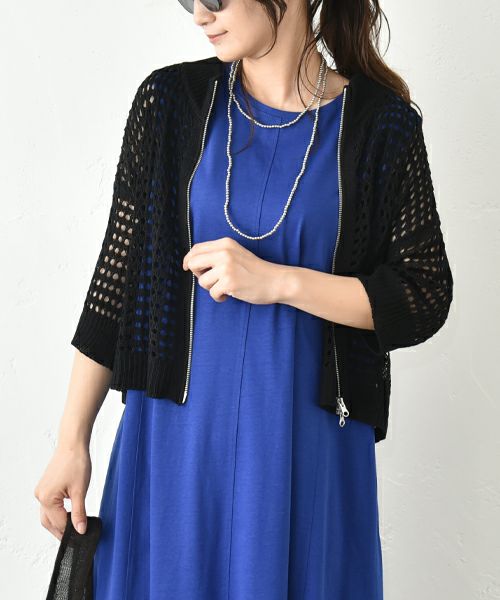 HUMS｜メッシュジップアップカーデ [[200252]][C]