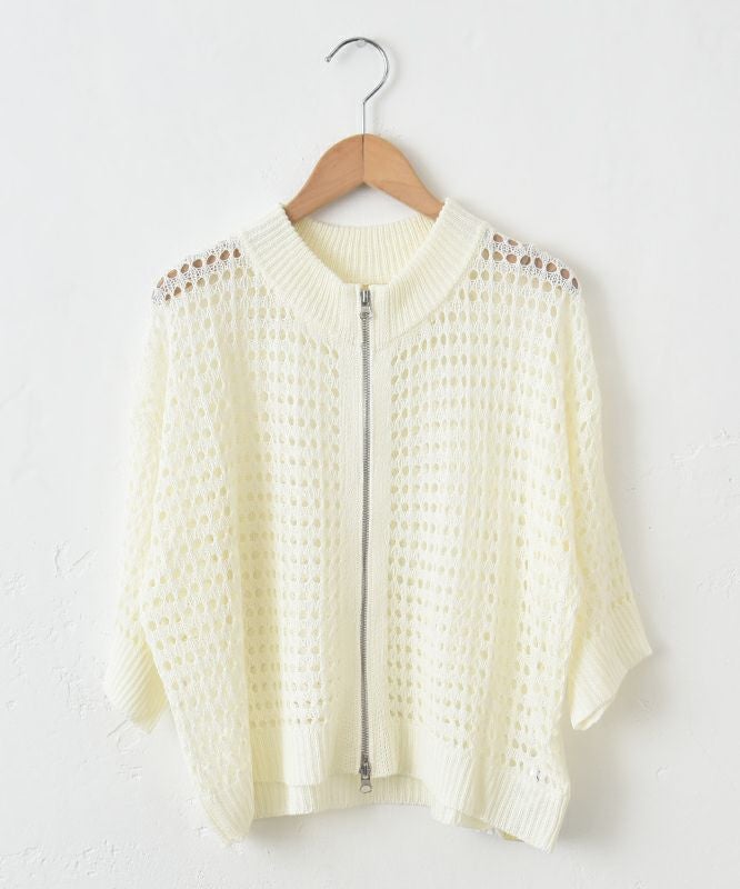 HUMS｜メッシュジップアップカーデ [[200252]][C]