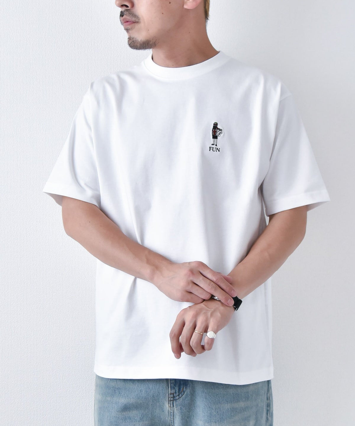 FUN｜OJISAN＆DOG刺繍Teeシャツ[[F-25020521]][D]