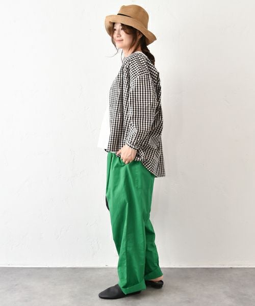 SETTEN｜製品先染めVネックギャザーブラウス [[SET-4014]][C]