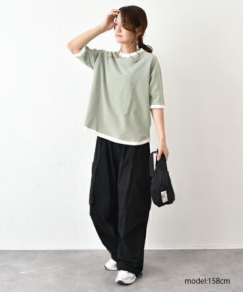  and quarter｜5分袖ボーダーカットソー [[MA-310184]][C]