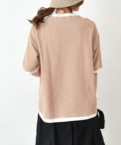  and quarter｜5分袖ボーダーカットソー [[MA-310184]][C]