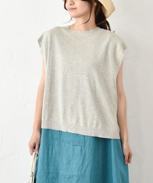 hagumu｜バックデザインコットンニットベスト [[ha-BE-29]][C]