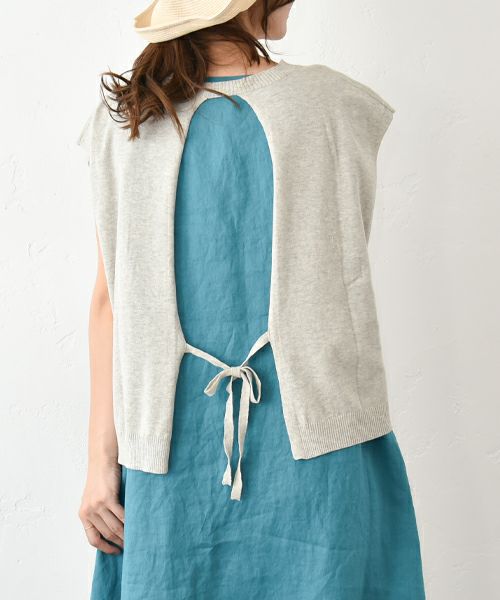 hagumu｜バックデザインコットンニットベスト [[ha-BE-29]][C]