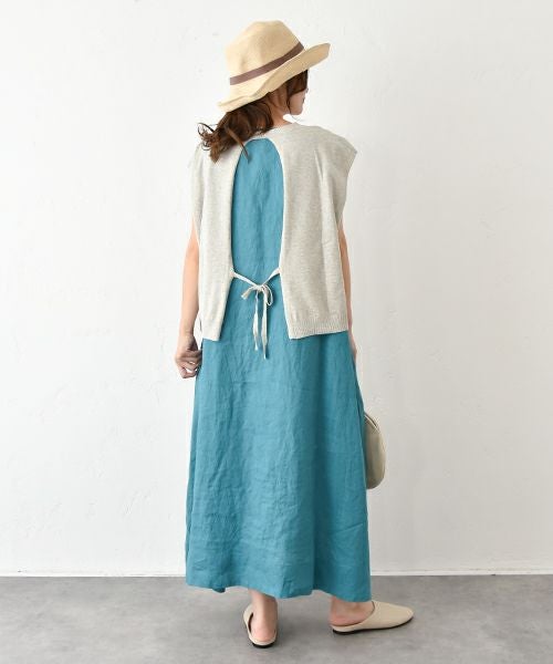 hagumu｜バックデザインコットンニットベスト [[ha-BE-29]][C]