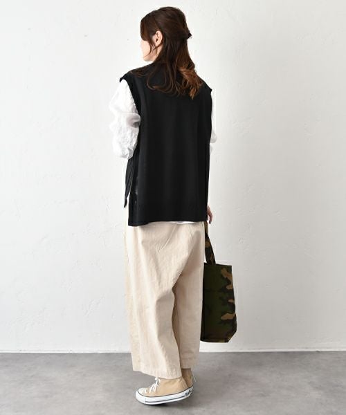 hagumu｜サイドボタンリネンニットベスト [[ha-BE-28]][C]