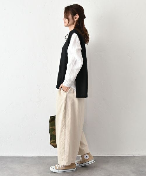 hagumu｜サイドボタンリネンニットベスト [[ha-BE-28]][C]