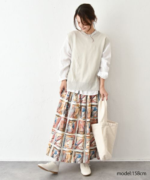 hagumu｜サイドボタンリネンニットベスト [[ha-BE-28]][C]