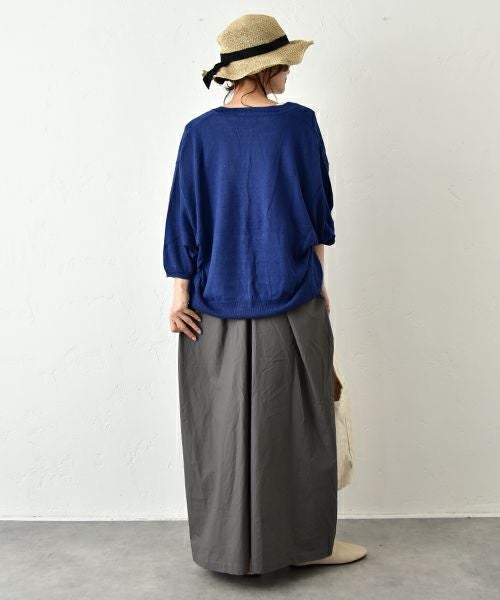 hagumu｜7分袖ドルマンスリーブリネンカーデ [[ha-CD-27]][C]