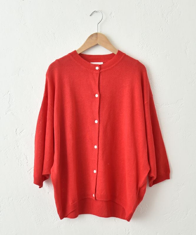 hagumu｜7分袖ドルマンスリーブリネンカーデ [[ha-CD-27]][C]