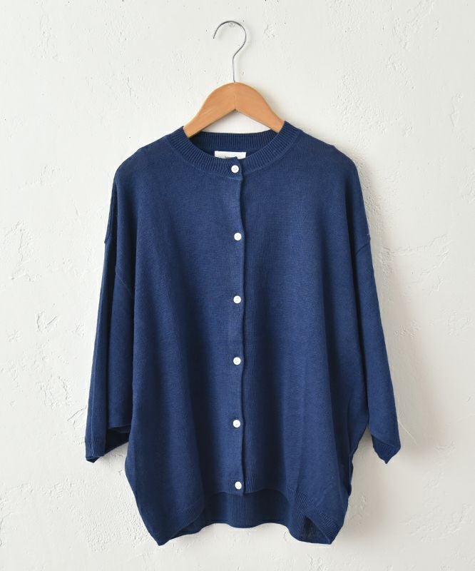 hagumu｜7分袖ドルマンスリーブリネンカーデ [[ha-CD-27]][C]