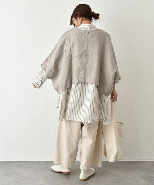 08Mab｜リネンシャンブレーVネックプルオーバー [[CF-525HF1209]][C]