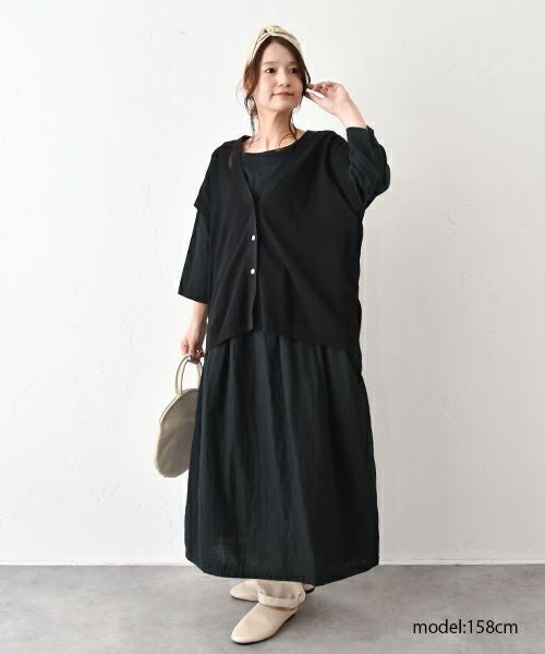 08Mab｜リネンコットンフレンチスリーブカーデ [[CF-525RT151]][C]