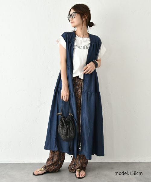 REEED｜ジップアップデニムロングベスト [[BL000522]][C]